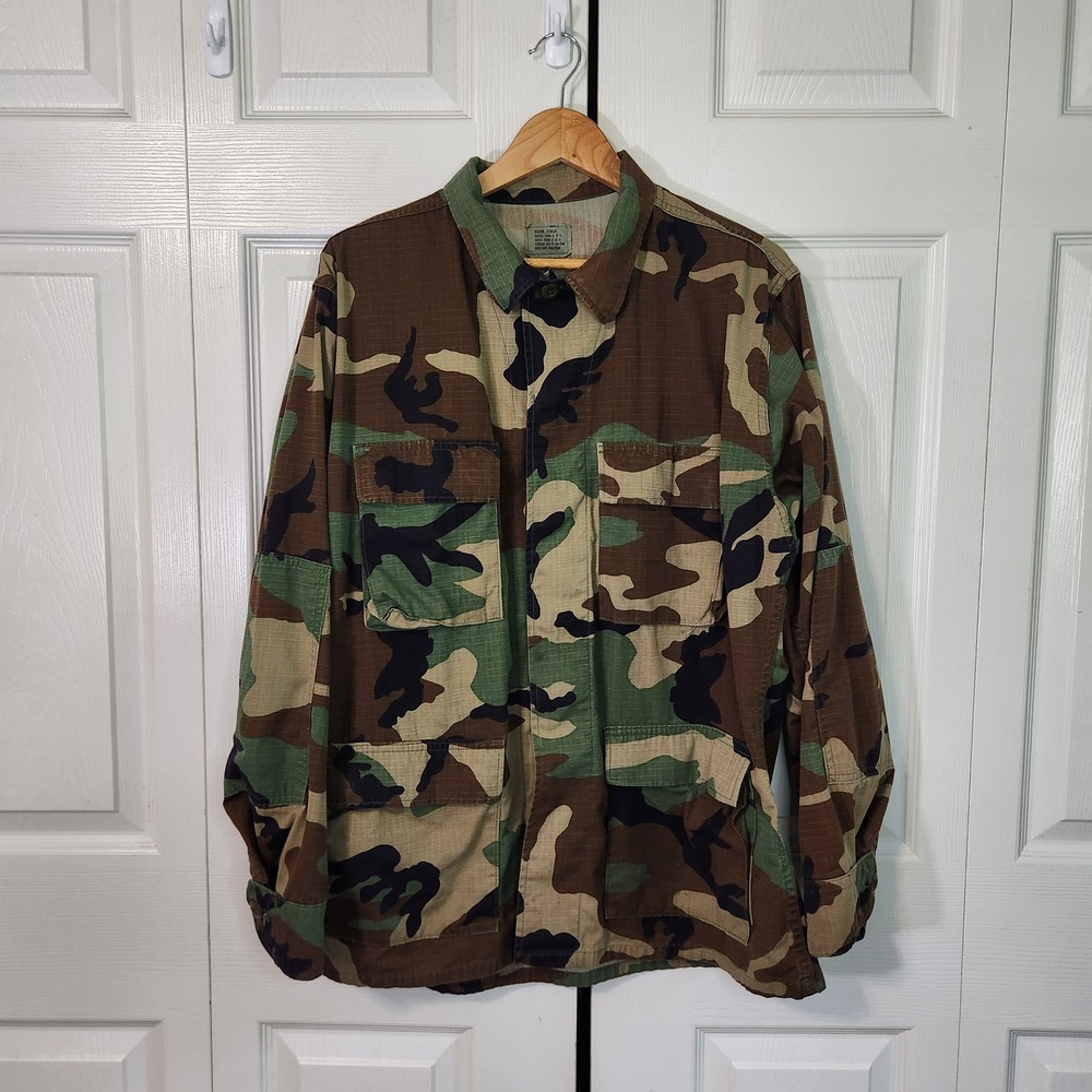 US Military Woodland Camo BDU Ripstop Field Jacket‎ Medium  8415-01-390-8544
